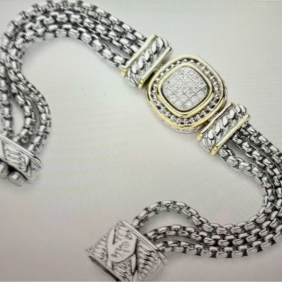 Square CZ Two-Tone Magnetic Bracelet - Picture 2 of 6